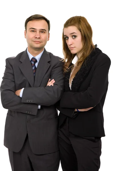 Jonge Bedrijf Paar Geïsoleerd Witte Achtergrond — Stockfoto