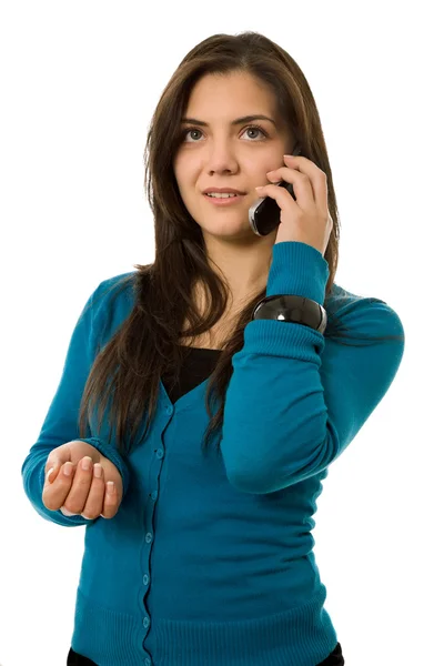 Mujer Joven Hablando Teléfono Móvil — Foto de Stock