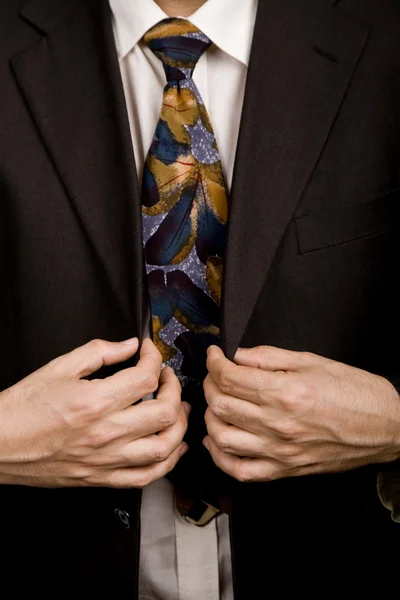Detalhe Terno Homem Negócios Com Gravata Colorida — Fotografia de Stock