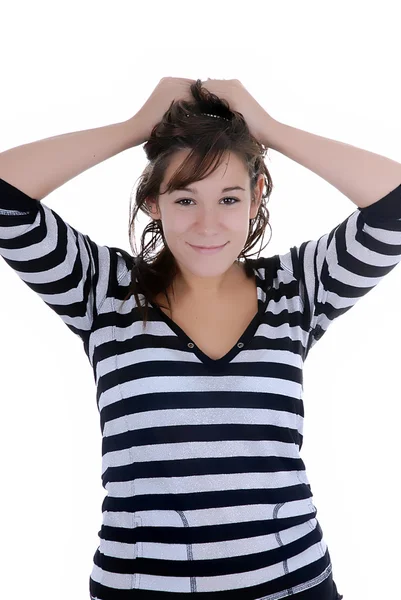 Young Casual Isolated Woman Open Harms — Stock Photo, Image