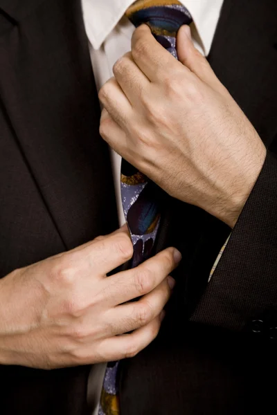 Detalhe Terno Homem Negócios Com Gravata Colorida — Fotografia de Stock