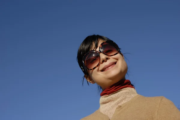 stock image Young casual girl portrait in the sun light