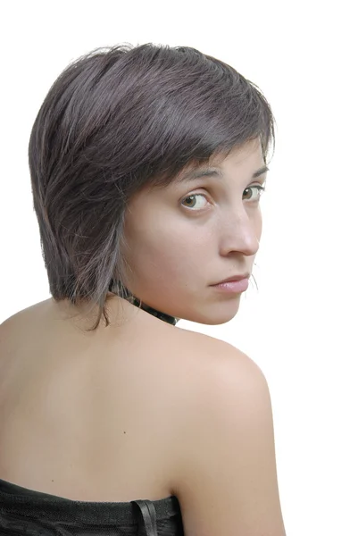 Mladá Žena Neformální Portrét Izolované Bílém — Stock fotografie