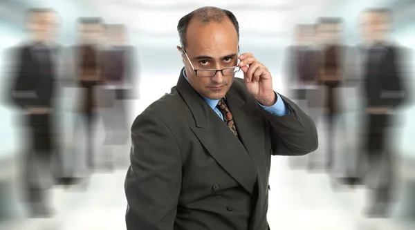 Mature Business Man Thinking Taking His Glasses — Stock Photo, Image