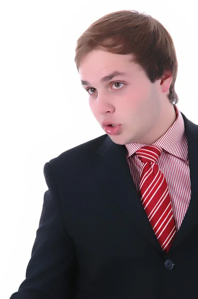 若いビジネスマンの肖像画 白い背景で隔離 — ストック写真