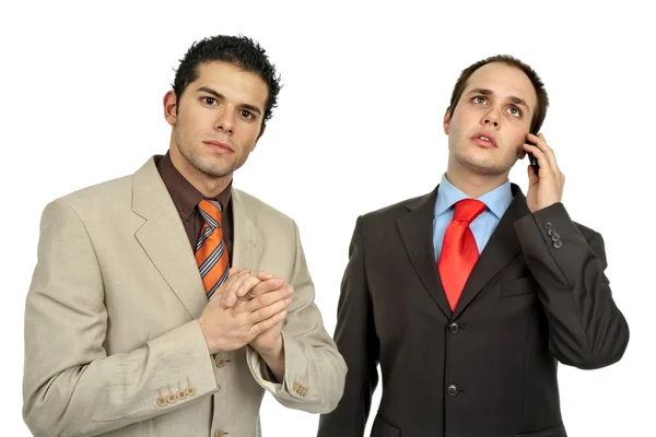 Zwei Junge Geschäftsmänner Porträt Auf Weiß — Stockfoto