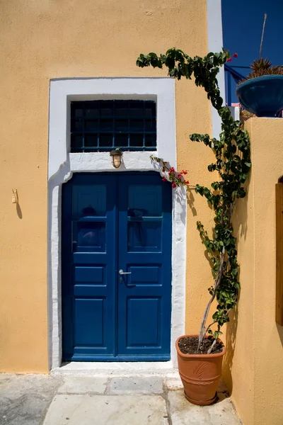 Παραδοσιακό Ελληνικό Σπίτι Είσοδο Στη Σαντορίνη — Φωτογραφία Αρχείου