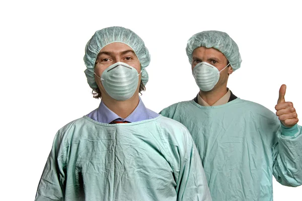 两个年轻的男医生一在白色的背景 — 图库照片
