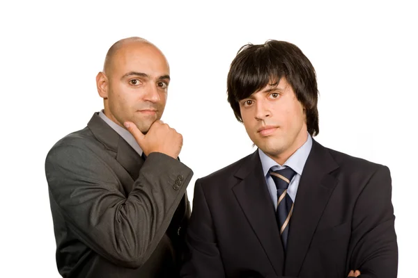Dva Mladí Podnikání Muži Portrét Bílém Pozadí — Stock fotografie