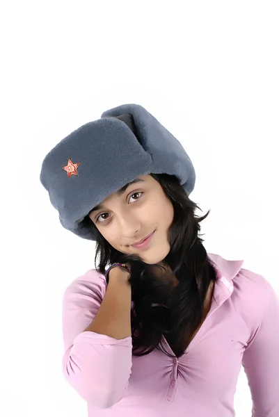 Fiatal Lány Egy Orosz Hat Portré — Stock Fotó