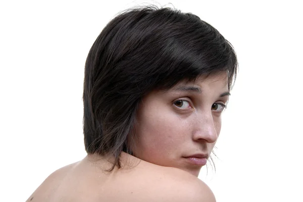 白い背景で隔離された若い女性モデル — ストック写真
