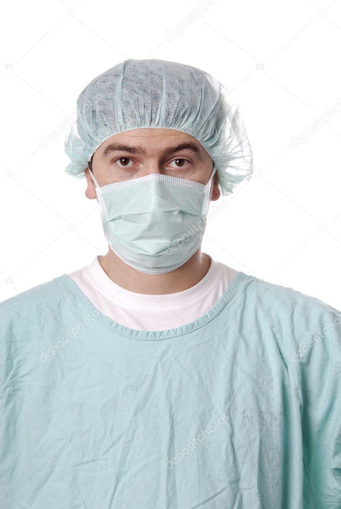 young male nurse, isolated on white background