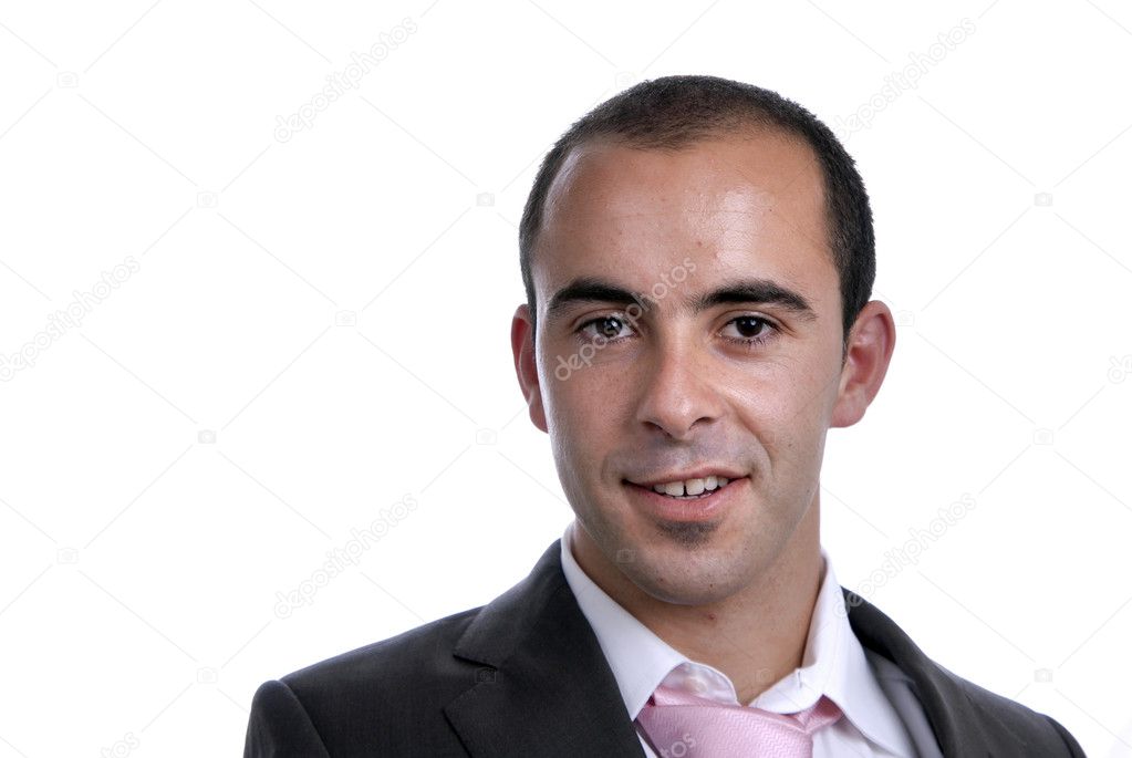 Happy business man portrait on white background