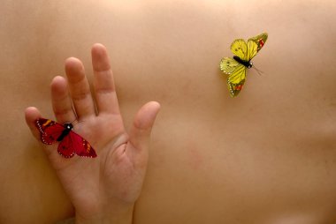kadın çıplak ayrıntılı sahte butterflys
