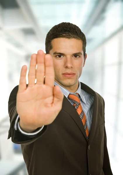 Business Man Open Hand Making Stop — Stock Photo, Image