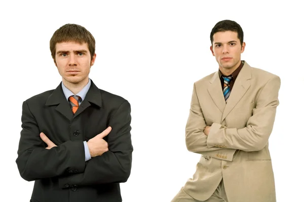 Dois Jovens Homens Negócios Retrato Branco — Fotografia de Stock