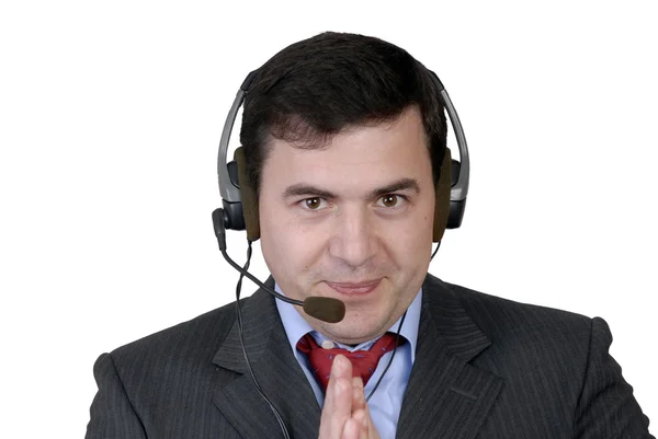 Young Call Center Man Talking Phone — Stock Photo, Image