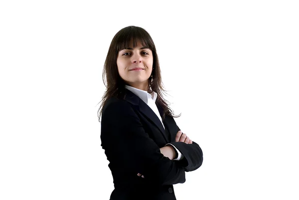 白い背景で若いビジネス女性の肖像画 — ストック写真