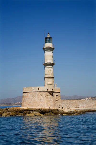 Antico Faro Veneziano Sul Porto Hania Isola Creta Grecia — Foto Stock