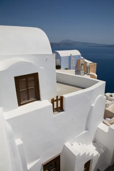Tradycyjny Grecki Dom Nad Morzem Wyspie Santorini — Zdjęcie stockowe