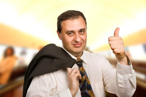 Happy Mature Business Man Going Thumb — Stock Photo, Image