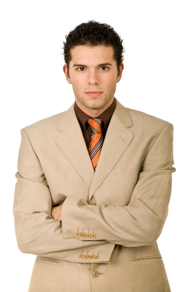 Jonge Business Man Portret Witte Achtergrond — Stockfoto