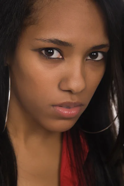 Young Beautiful Woman Closeup Portrait Studio Shot — Stock Photo, Image