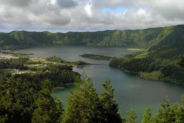 Sedm Jezero Město Ostrově Azores Sao Miguel Portugalské — Stock fotografie