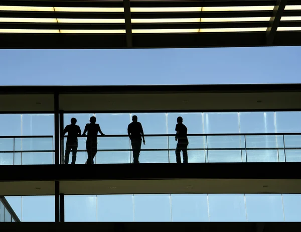 Trabajadores Dentro Del Edificio Moderno Silueta — Foto de Stock