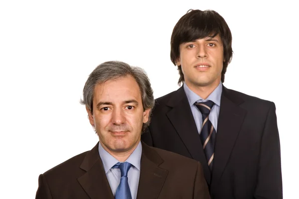 Twee Jonge Business Mannen Portret Focus Juiste Man — Stockfoto