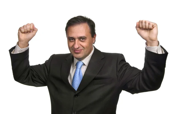 Successful Business Man Arms Isolated White — Stock Photo, Image