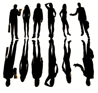 Young business team in silouette clipart