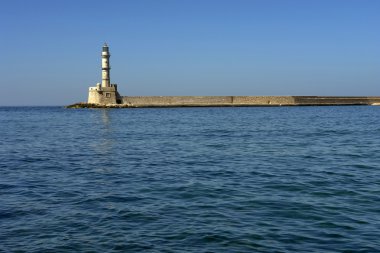 Eski Venedik deniz feneri hania port, Girit Adası, Yunanistan