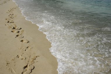 Kumsaldaki kumda ayak izleri.