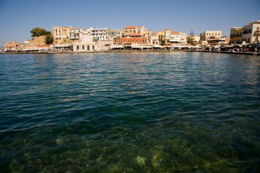 venetian port of chania in the island of crete, greece clipart