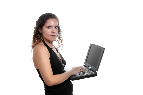 Mladé Ženy Její Laptop — Stock fotografie