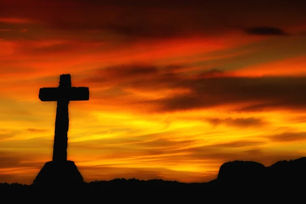 Крест Силуэт Облака Закате — стоковое фото