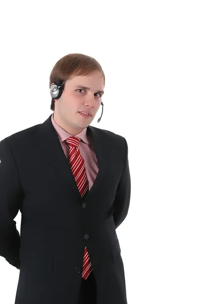 Young Call Center Man Talkind Phone — Stockfoto