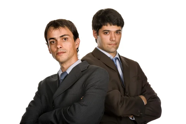 Два Молодых Бизнесмена Портрет Белом — стоковое фото