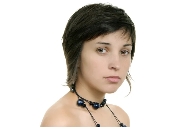 Jonge Mooie Vrouw Portret Geïsoleerd Wit — Stockfoto