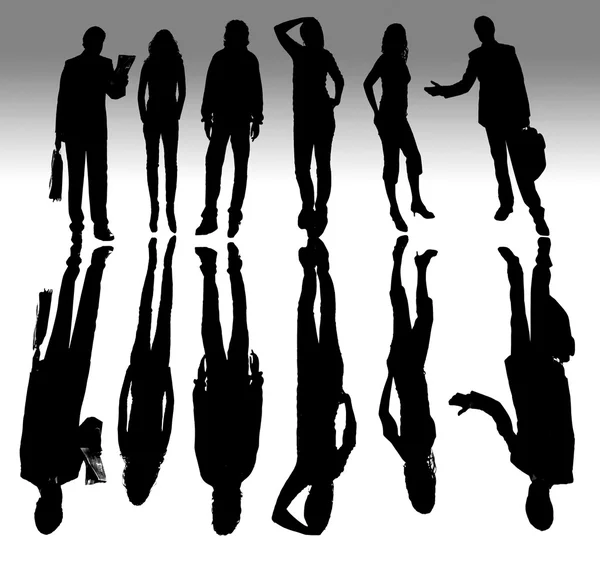 Giovane business team in silhouette — Foto Stock