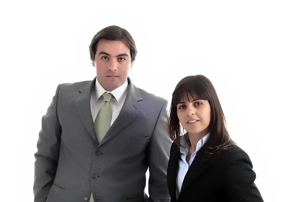 Jonge Bedrijf Paar Portret Geïsoleerd Wit — Stockfoto