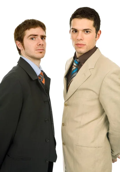 Два Молодых Бизнесмена Портрет Белом — стоковое фото