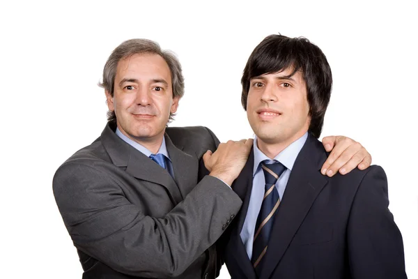 Dois Jovens Homens Negócios Retrato Isolado Branco — Fotografia de Stock