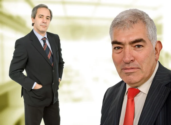 Twee Business Mannen Portret Staande Een Modern Gebouw — Stockfoto
