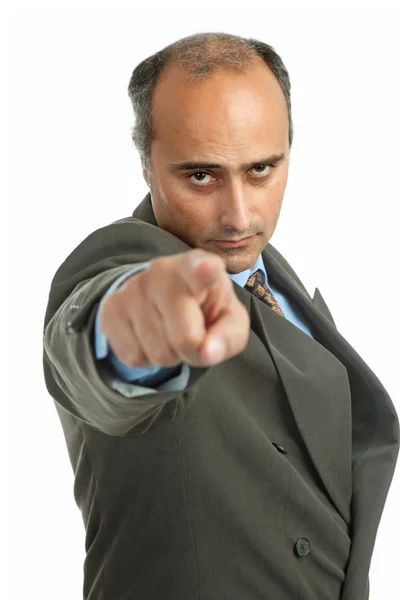 Businessman Suit Pointing Focus Face — Stock Photo, Image