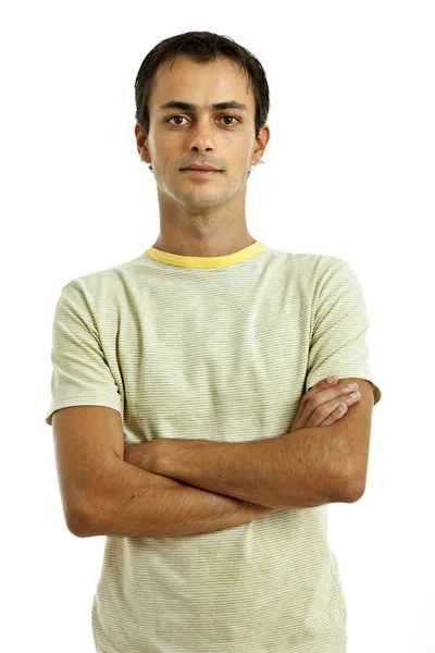 Young Casual Man Portrait Isolated White — Stock Photo, Image
