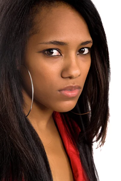 Młody Piękny Afro American Kobieta Portret Zbliżenie — Zdjęcie stockowe