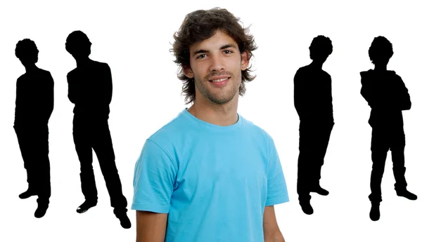 Jonge Man Portret Met Sommige Mannen Silhouet — Stockfoto
