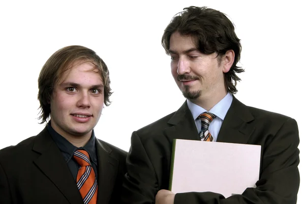 Dois Jovens Homens Negócios Retrato Isolado Branco — Fotografia de Stock